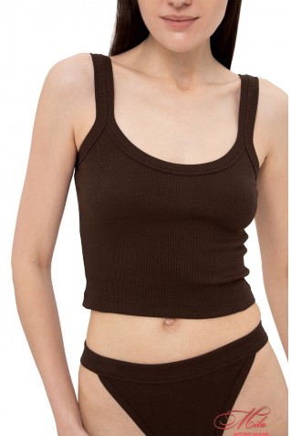 Бавовняна жіноча майка кроп-топ у "рубчик" Luna L043r 